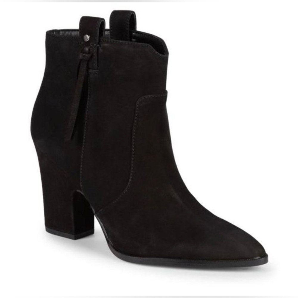 Sam Edelman Ankle Boots Niomi Black Suede Heel Pointed Toe Boho Tassel Size 8.5